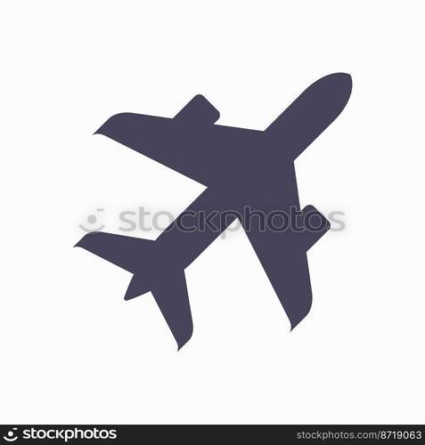 Passenger airliner silhouette. Aircraft top view icon. Flat vector illustration isolated on white background.. Passenger airliner silhouette. Flat vector illustration isolated on white