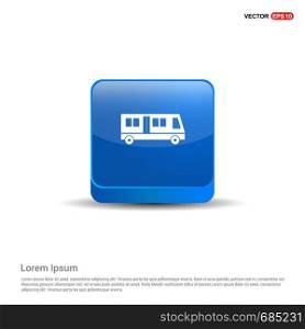 Passenger bus icon - 3d Blue Button.
