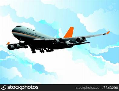 Passenger plane in air. Vector illustration