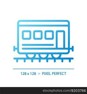 Passenger railroad carriage pixel perfect gradient linear vector icon. Railway car. Rapid transit. Compartment coach. Thin line color symbol. Modern style pictogram. Vector isolated outline drawing. Passenger railroad carriage pixel perfect gradient linear vector icon