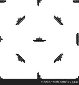 Passenger ship pattern repeat seamless in black color for any design. Vector geometric illustration. Passenger ship pattern seamless black