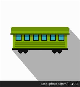 Passenger train car icon. Flat illustration of passenger train car vector icon for web design. Passenger train car icon, flat style