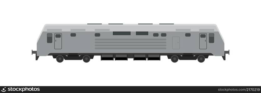 Passenger train locomotive. Flat illustration of railroad train.. Flat illustration of railroad passenger train.