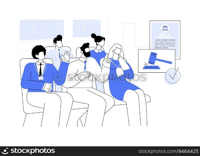 Passing new law abstract concept vector illustration. Group of politicians passing new law, citizen services, local government representatives, city council, legislative power abstract metaphor.. Passing new law abstract concept vector illustration.