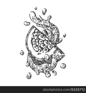 passion fruit juice hand drawn. maracuya half, tropical passiflora, slice ripe, fresh exotic, food seed passion fruit juice vector sketch. isolated black illustration. passion fruit juice sketch hand drawn vector