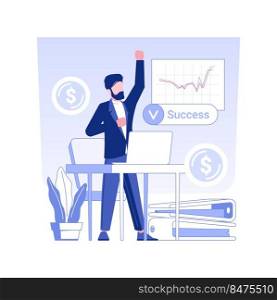 Passion isolated concept vector illustration. Man satisfying with success in business, passion for job, business etiquette, corporate culture, company rules, celebrate victory vector concept.. Passion isolated concept vector illustration.