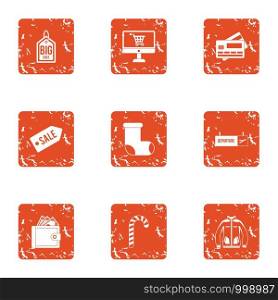 Passion sale icons set. Grunge set of 9 passion sale vector icons for web isolated on white background. Passion sale icons set, grunge style
