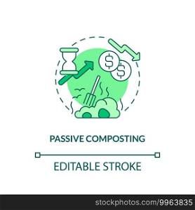 Passive composting concept icon. Composting method idea thin line illustration. Household biodegradable wastes. Controlled decomposition. Vector isolated outline RGB color drawing. Editable stroke. Passive composting concept icon