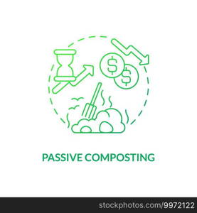 Passive composting concept icon. Composting method idea thin line illustration. Piling up organic material. Waste diversion. Controlled decomposition. Vector isolated outline RGB color drawing. Passive composting concept icon