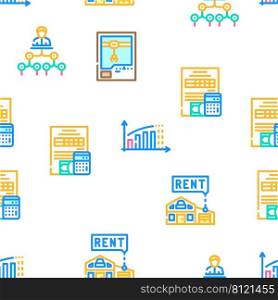 Passive Income Finance Earning Vector Seamless Pattern Color Line Illustration. Passive Income Finance Earning Icons Set Vector