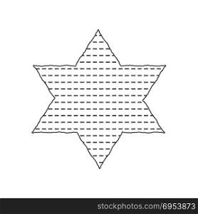 Passover holiday flat design black thin line icons of matzot in star of david shape.