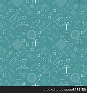 Passover holiday flat design white thin line icons seamless pattern.