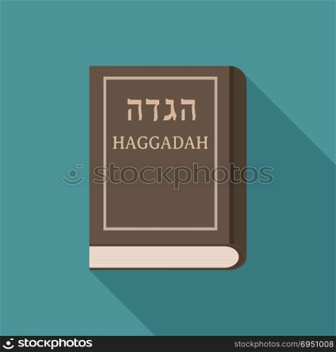 Passover holiday haggadah book flat long shadow design icon.
