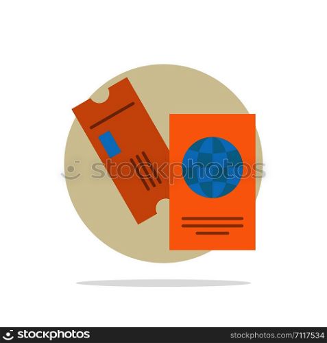 Passport, Business, Tickets, Travel, Vacation Abstract Circle Background Flat color Icon