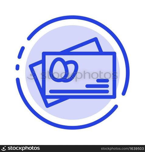 Passport, Egg, Easter Blue Dotted Line Line Icon
