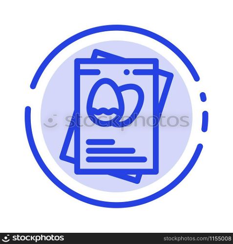 Passport, Egg, Eggs, Easter Blue Dotted Line Line Icon