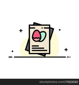 Passport, Egg, Eggs, Easter Business Flat Line Filled Icon Vector Banner Template