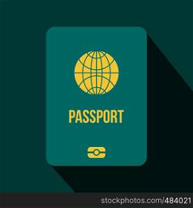 Passport flat icon on a blue background. Passport flat icon