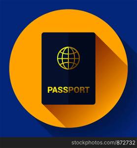 Passport icon. Flat design style. Vector illustration. Passport icon. Flat design. Vector illustration