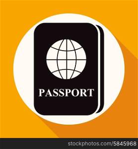 Passport icon on white circle with a long shadow