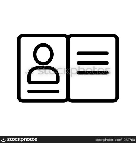 Passport icon vector. Thin line sign. Isolated contour symbol illustration. Passport icon vector. Isolated contour symbol illustration