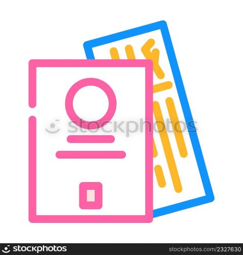 passport traveler document color icon vector. passport traveler document sign. isolated symbol illustration. passport traveler document color icon vector illustration