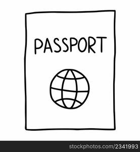 Passport. Vector doodle illustration. Line icon. Document.