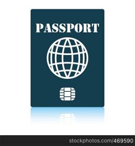 Passport with chip icon. Shadow reflection design. Vector illustration.