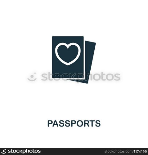 Passports creative icon. Simple element illustration. Passports concept symbol design from honeymoon collection. Can be used for mobile and web design, apps, software, print.. Passports creative icon. Simple element illustration. Passports concept symbol design from honeymoon collection. Perfect for web design, apps, software, print.