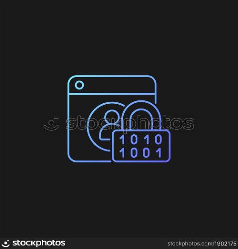Password encryption gradient vector icon for dark theme. Database control. Secure system. Password management. Thin line color symbol. Modern style pictogram. Vector isolated outline drawing. Password encryption gradient vector icon for dark theme