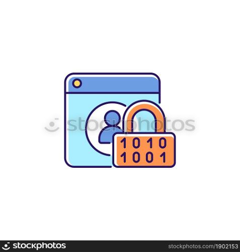 Password encryption RGB color icon. Database control. Internet safety measures. Secure system. Online privacy. Password management. Isolated vector illustration. Simple filled line drawing. Password encryption RGB color icon