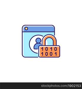 Password encryption RGB color icon. Database control. Internet safety measures. Secure system. Online privacy. Password management. Isolated vector illustration. Simple filled line drawing. Password encryption RGB color icon