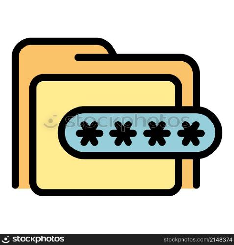 Password folder icon. Outline password folder vector icon color flat isolated. Password folder icon color outline vector