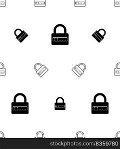 Password Icon Seamless Pattern, Lock Unlock Password Icon Vector Art Illustration
