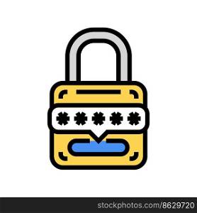 password padlock color icon vector. password padlock sign. isolated symbol illustration. password padlock color icon vector illustration