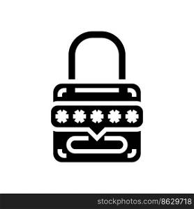 password padlock glyph icon vector. password padlock sign. isolated symbol illustration. password padlock glyph icon vector illustration