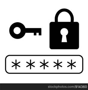 password security icon on white background. flat style. password security symbol for web site design, mobile app, logo. password protection sign.