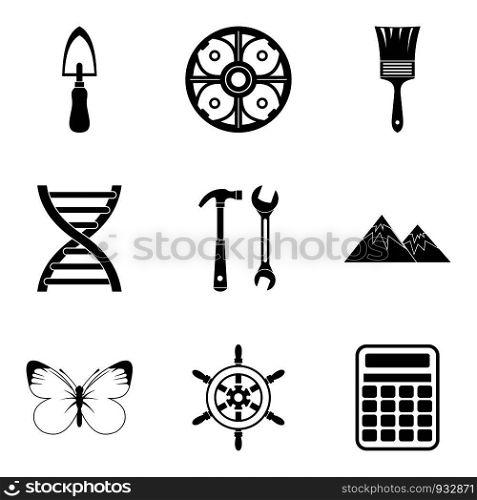 Past icons set. Simple set of 9 past icons for web isolated on white background. Past icons set, simple style