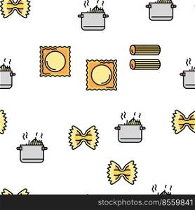 Pasta Delicious Food Meal Cooking Vector Seamless Pattern Thin Line Illustration. Pasta Delicious Food Meal Cooking vector seamless pattern