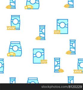 Pasta Food Package Vector Seamless Pattern Color Line Illustration. Pasta Food Package Vector Seamless Pattern