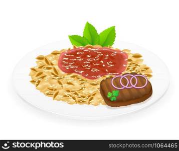 pasta on a plate vector illustration isolated on white background