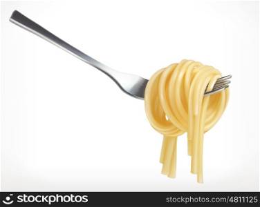 Pasta on fork, vector icon