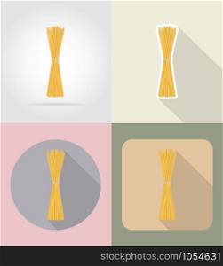 pasta spaghetti food and objects flat icons vector illustration isolated on background