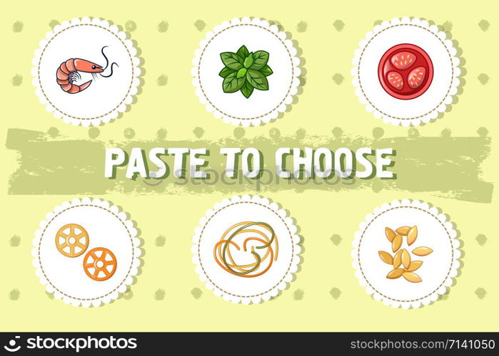 Paste to choose concept background. Cartoon illustration of paste to choose vector concept background for web design. Paste to choose concept background, cartoon style