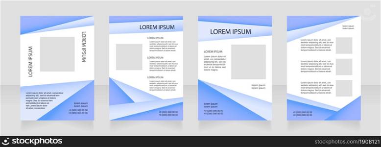 Pastel blue blank brochure layout design. Tourism service. Vertical poster template set with empty copy space for text. Premade corporate reports collection. Editable flyer paper pages. Pastel blue blank brochure layout design