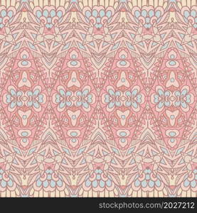 Pastel bohemian ethnic seamless pattern ornamental. Hand drawn graphic print. Abstract geometric tiled ethnic seamless pattern ornamental.