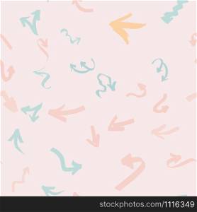 Pastel color graffiti arrows seamless pattern ethnic background. Design for wrapping paper, wallpaper, fabric print, backdrop. Vector illustration.. Pastel color graffiti arrows seamless pattern ethnic background.