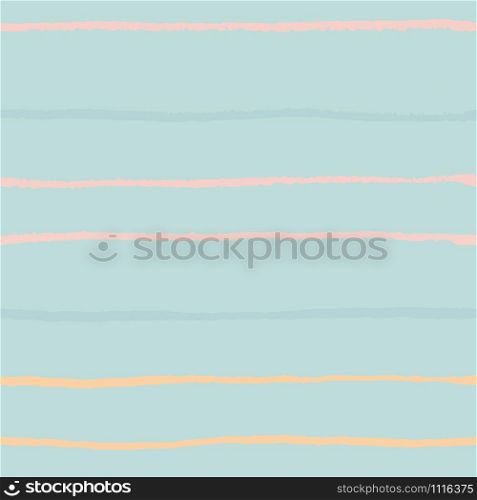 Pastel color horizontal textured lines on turquoise trendy seamless pattern background. Design for wrapping paper, wallpaper, fabric print, backdrop. Vector illustration.. Pastel color horizontal textured lines pn turquoise trendy seamless pattern background.