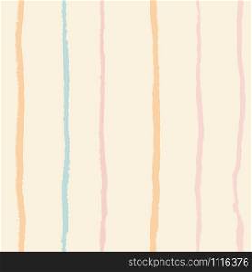 Pastel color vertical textured lines on cream color trendy seamless pattern background. Design for wrapping paper, wallpaper, fabric print, backdrop. Vector illustration.. Pastel color vertical textured lines on cream color trendy seamless pattern background.