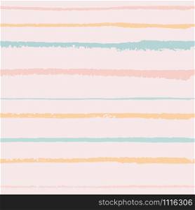 Pastel colors horizontal textured lines trendy seamless pattern with hand drawn elements background. Design for wrapping paper, wallpaper, fabric print, backdrop. Vector illustration.. Pastel colors horizontal textured lines trendy seamless pattern with hand drawn elements background.